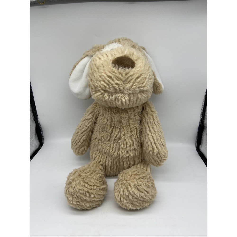 Manhattan Toy Company Tan Shaggy Puppy Dog Plush White Eye Patch 316743‎ JK 15"